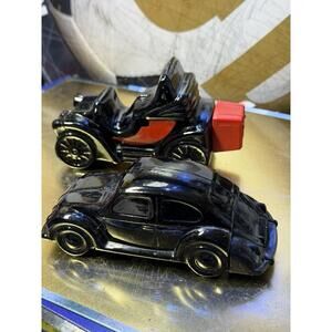 Vintage Black Ceramic Car Figurines Lot of‎ 2 | Retro Classic Auto Decor